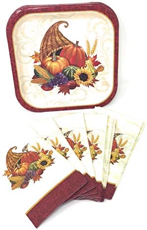 Thanksgiving Fall Harvest Dinner and Napkin Party Supply Set