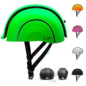 Foldable Cycle Helmet by LID for Road Commuters, Rear Light and Self-adjusting – CPSC and EN1078