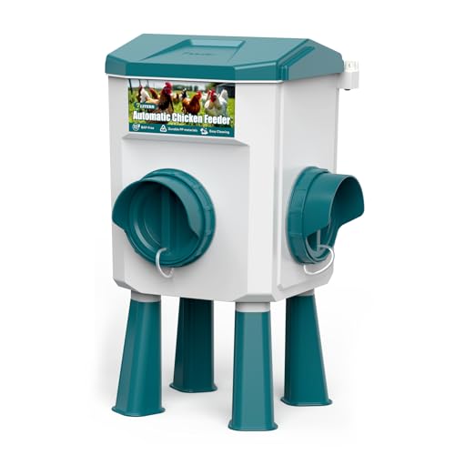 CHAMUTY 7 kg Automatic Chicken Feeder with No Waste 2 Ports, Chicken Seed Dispenser, Automatic Chicken Feeder for Chickens, Ducks, Geese, Birds
