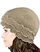 Dahlia Women's Skullies & Beanies - Angora Wool Winter Hat w/Flower, Camel