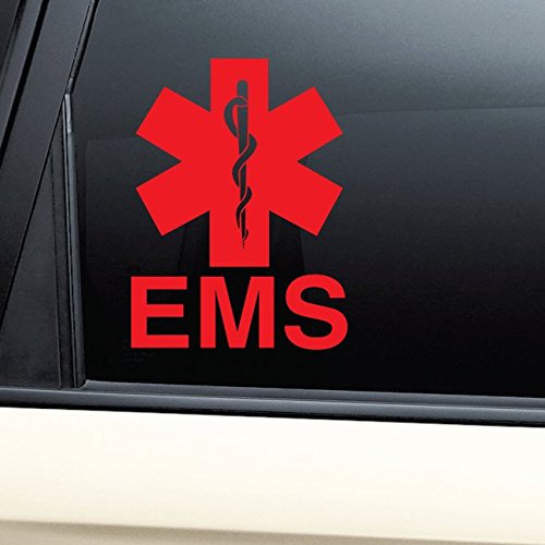 EMS Medical Emblem Vinyl Decal Laptop Car Truck Bumper Window Sticker - Red