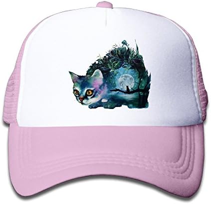 TuJa Watercolor Cat Children's Sun Protection Unisex Adjustable Hats Caps Mesh Pink
