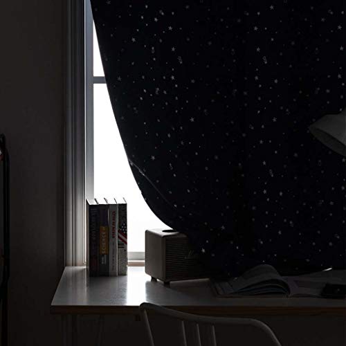 image for Beyonds Blackout Curtains Panels for Bedroom Double Face Star Navy Cur