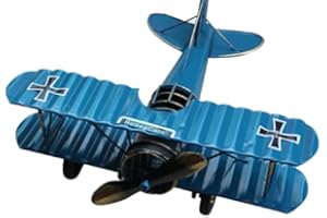 HONEYCARE Large 8.5'' Hang Retro Airplane Aircraft Model Vintage Airplane,Home Office Decor Ornament Model,Home Office Desktop Decoration, Retro World War I German Wings Model,ww1 Aircraft Model (Blue)