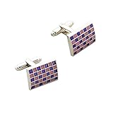 GeX Elegant stylish dark and light purple mosaic business shirt cufflinks cuff links with Gift Box