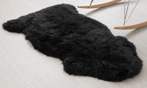 MetU Genuine Australian Sheepskin Rug Soft Faux One Pelt Black Fur for Home Decor (2' x 3', Black)