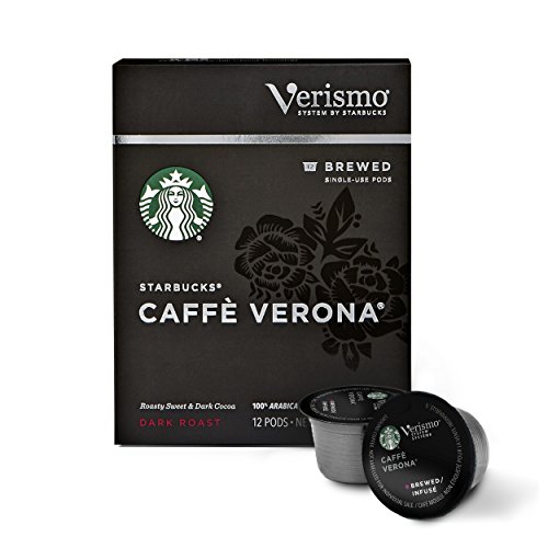 Starbucks Verismo Caffe Verona Brewed Coffee Single Serve Verismo Pods, Dark Roast, 6 boxes of 12 (72 total Verismo pods)