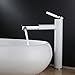 Fapully Contemporary Bathroom Sink Faucet with Rotating Spout 11.8 inch Tall Vessel Sink Faucet,Chrome & White