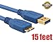 iMBAPrice® Blue Gold-Plated 15 Feet Micro USB 3.0 Cable - Premium Pro iMBA SuperSpeed USB 3.0 Type A to Micro-B Cable for Samsung Galaxy S5 SM-G900 / Samung Galaxy Note 3 N9000 , Nokia Lumia 2520 and Extenal 3.0 Hard Drive Devices