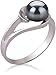 PearlsOnly Clare Black 6.0-6.5mm AAA Freshwater Silver with Rhodium Plated Cultured Pearl Ring Ring-Size-8