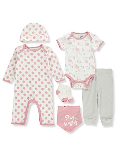 Chick Pea Baby Infant 6-Piece Layette Set - White/Pink, 0-3 Months