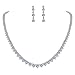 EVER FAITH Wedding Bridal Round Prong Clear CZ Necklace Earrings Set Silver-Tone