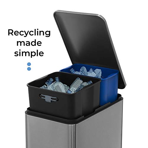 Home Zone Living 13 Gallon Kitchen Trash Can, Dual Compartment Recycle