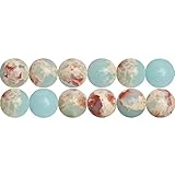 Blue Imperial Jasper Stone Round 8mm Beads for DIY Fashion Necklace Bracelet Earrings Jewelry Gift Craft Making Supplies One Strand 15 Inch Apx 46 Pcs