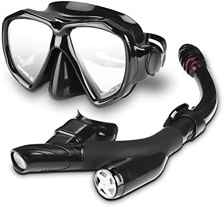 Speedsporting Premium Snorkel Set Impact Resistant Tempered Glass Adult Diving Mask Snorkeling Diving Swimming Goggles Mask Dry Snorkel Set Watertight and Anti-Fog Lens for Best Vision