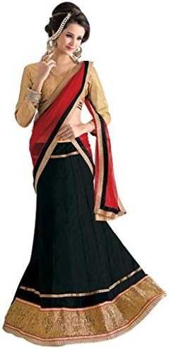 Sky Global Black Georgette Semi-stitched Lehenga Choli (Lehnga_148_Free Size_Black)