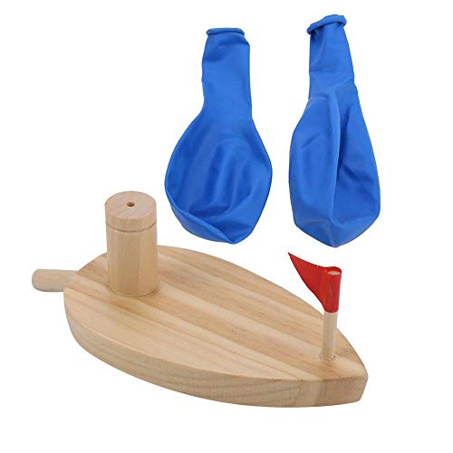Wooden Boat Bath Toy, Balloon Powered Wooden Boat Toys, Water Playing, Swimming Toys, Bathtub, for Toddlers, Baby, Children, Bath Time Fun, Outdoor Water Play