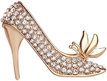 Rhinestone Gold High heels Brooch for Women Girls Rhinestone Brooch Pin for Party Ceremony Feminist Gifts