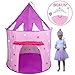 Hide N Side 5pc Princess Tent for Girls Play Tent Princess Castle w Glow in The Dark Stars. Bonus Princess Dress up Tutu Costume Set! Tent for Kids Children Princess Pink Play-House Pop Up Tent