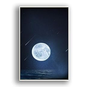 Framed Canvas Wall Art for Living Room, Bedroom Moon with Bright Canvas Prints for Modern Home Decoration Ready to Hang - 16"x24" inches