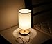 COOBL Minimalist Novelty Romantic Eye-caring Wood Fabric Shade Table Lamp,Dimmable Warm White Light Bedroom Bedside Desk Lamp