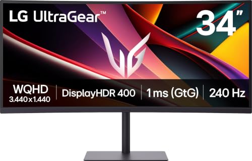 Ultragear™ 34G630A-B.AEUQ (34 Zoll) 21:9 Curved WQHD VA Gaming-Monitor, 240Hz, AMD FreeSync™ Premium, DisplayHDR™ 400, 2X HDMI 2.1, Schwarz