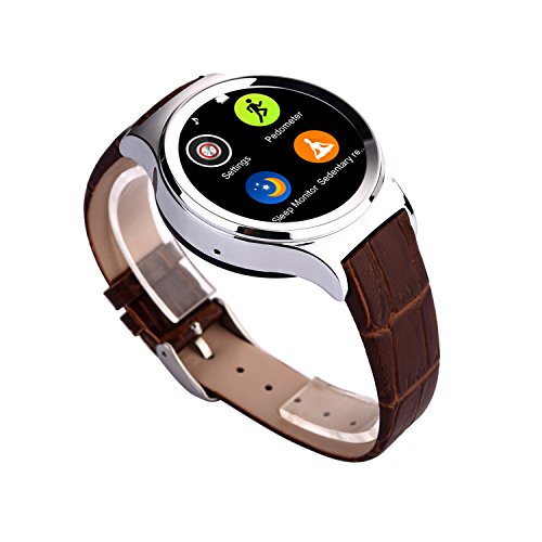 Xgody T3 Smart Watch SIM SD Card Bleutooth WAP GPRS Heart Rate Temperature Monitor Sports Pedometer Round CircleWristwatch for Android Ios Smartphone (silver)