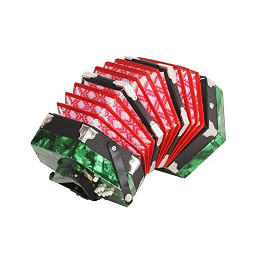 Smartlove1P 1PC Unique Vintage Green 20 Key Art Form Hexagonal Musical Instruments Accordion Musical Instruments
