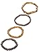 ORAZIO 4Pcs Wooden Beaded Bracelet Leather Braided Bangle for Men and Women Elastic 5-8MM Beads
