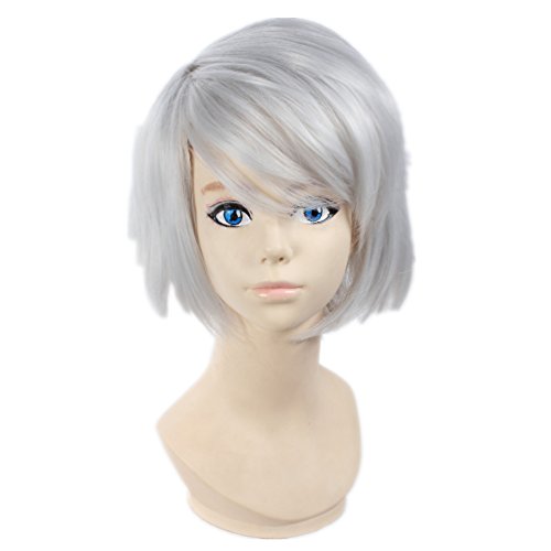COSPLAZA Cosplay Wigs Short White Anime Hair Heat Resistant Synthetic Wig