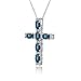 Sterling Silver Genuine, Created or Simulated Gemstone Oval-Cut Cross Pendant Necklace with White Topaz Accents