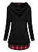 EA Selection Women's Plaid Hem Funnel Neck Pullover Hoodie M Red