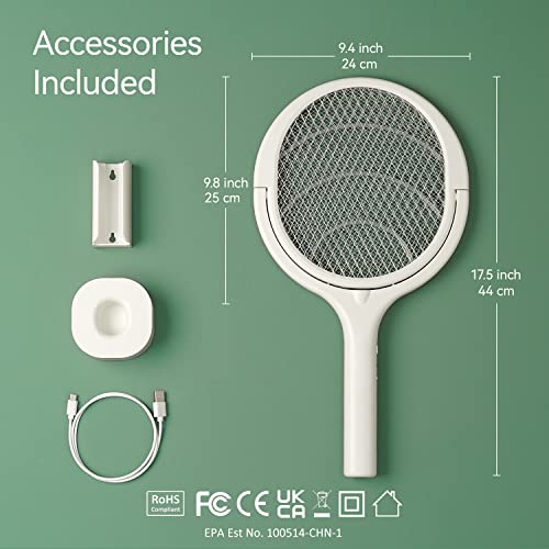 BUGZILLA Electric Fly Swatter Racket Rotating Head TypeC Rechargeable