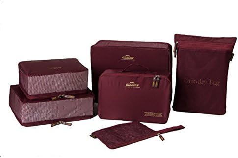 Xibo Packing Cubes 6 Piece Packing Set - Travel Accessories Organizers Travel Cubes Packing Bags (Red)
