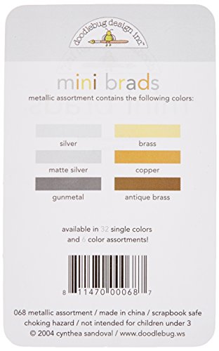 DOODLEBUG Mini Brad Multipacks 100/Package, Metallic