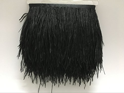 MELADY 10 Yards Fashion Dress Sewing Crafts Costumes Decoration Ostrich Feathers Trims Fringe With Satin Ribbon Tape (black)