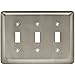 Brainerd 64380 Stamped Steel Round Triple Toggle Switch Wall Plate / Switch Plate / Cover, Satin Nickel