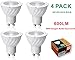 PEPLUX 6W LED GU10 Bulbs, 50W Halogen Bulbs Equivalent, High Efficiency 100Lumen/W, 600lumen, Ra>80, 40deg Beam Angle, Pack of 4 Units, 3 Years Warranty