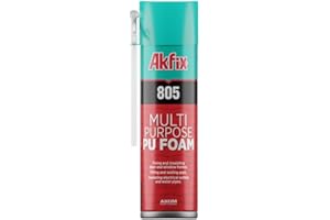 Akfix 805 Multi-Purpose Single-Component PU Foam Insulation, 500ml, Straw Adapter, Moisture-Curing, Fills & Insulates Gaps, W
