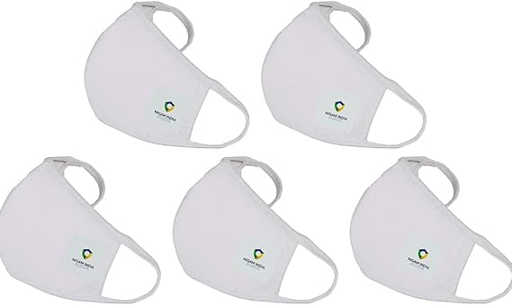 Nigam India Oxygen Washable Reusable 3Layer Face Mask Anti Pollution| Bacteria And Germs Control Pack Of 5Pcs[White]