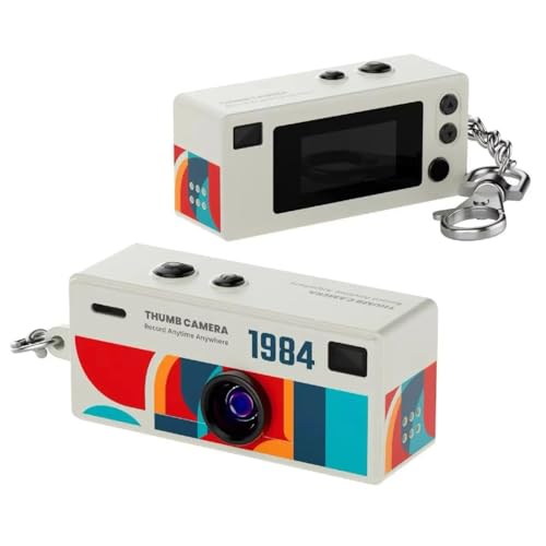 YOOJ® Mini Thumb Camera 0.96” Keychain Digital Camera, Retro Pocket Small Camera with 1080P HD Video, Built-in Flash, Travel & Vlogging Camera (Off White)