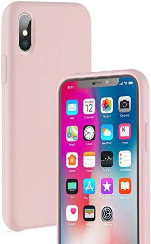 iPhone X Case, LOVEMECASE Soft Liquid Silicone Protective Cover Case with Soft Microfiber Cloth Lining Cushion for Apple iPhone X(2017),pink