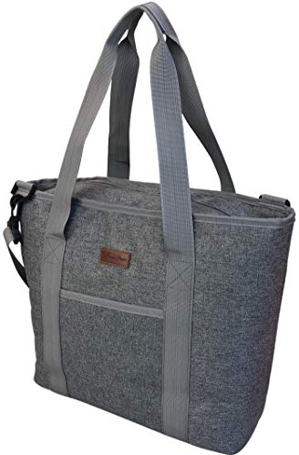 Large Insulated Cooler Bag | Picnic Insulated Bag Cooler Carrier | 25 Can Capacity Insulated Cooler Zipper Tote Bag for Women/Men | Travel Snack Bag | Yoga Mat Bags | Gifts | Thermal Beach Market Tote