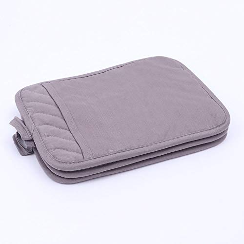 Anyi Oven Pot Holders with Pocket, 100% Cotton Oven Mitts Oven Pads with Feature of Heat Resistant Potholders Non Slip for Cooking Baking, Set of 3 (Grey)