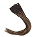 Sunny Balayage Clip in Hair Extensions Remy Human Hair 14inch 9pcs 140g Full Head Highlight Chestnut Brown mixed Dark Brown Dip-Dye Clip in Hair Extension