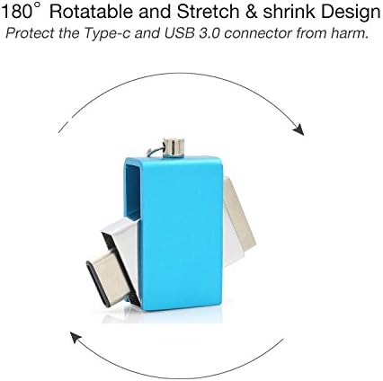 SETAYO 32GB Dual Interface New OTG Metal Type C USB 3.0 Flash Drive Tablet Smartphone USB Memory Stick Mini Pen Drive (Blue32GB)