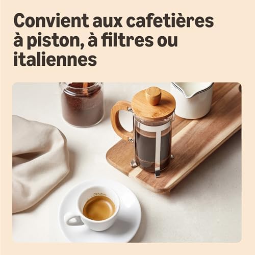 Café moulu Espresso Crema, Torréfaction Moyenne, 250g, Lot de 4 - Certifié Rainforest Alliance