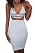 ioiom Hipster Lace Up Criss Cross Spaghetti Straps Deep V Neck Prom Midi Dress White M