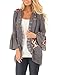 Women Floral Kimono Loose Half Sleeve Shawl Chiffon Casual Cardigan Gray,XXL