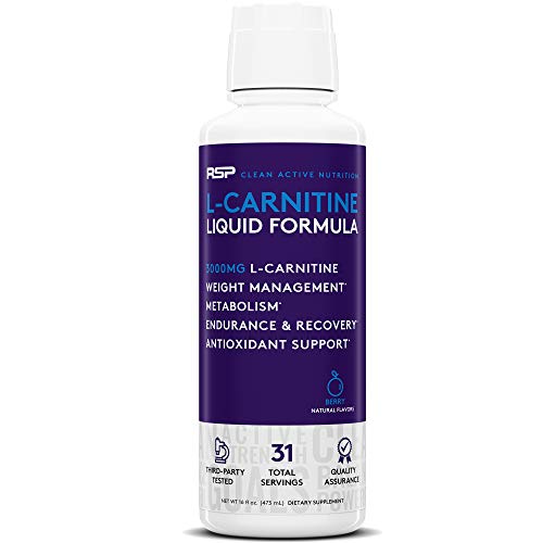 RSP Liquid L-Carnitine 3000 - Weight Loss & Fat Burner Supplement for Men & Women, Stimulant Free Metabolism Enhancement, Max Strength for Rapid Absorption Berry, 16 oz. (Packaging May Vary)